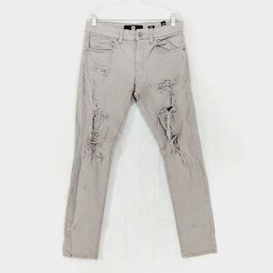 Jordan Craig Men's Sean Distressed Gray Denim Tight Tapered Leg Jeans P3065